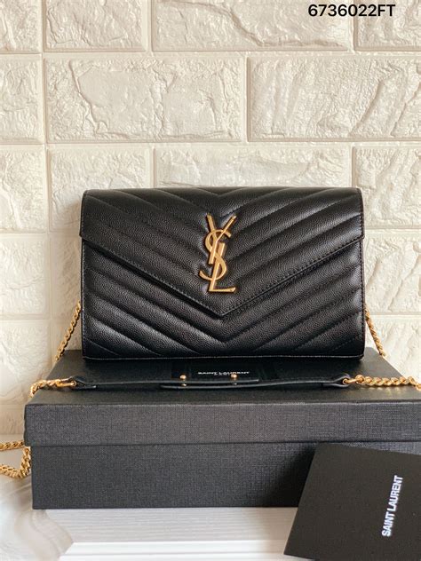 black ysl with gold chain|YSL black purse with chain.